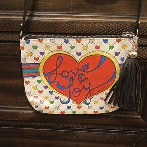 Brighton Red and Blue Crossbody Bag with Heart Design